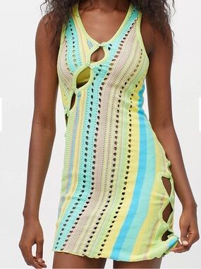 Jaded London Engineered Knit Mini Dress Size 4 Colorful Cutout Bodycon Festival
